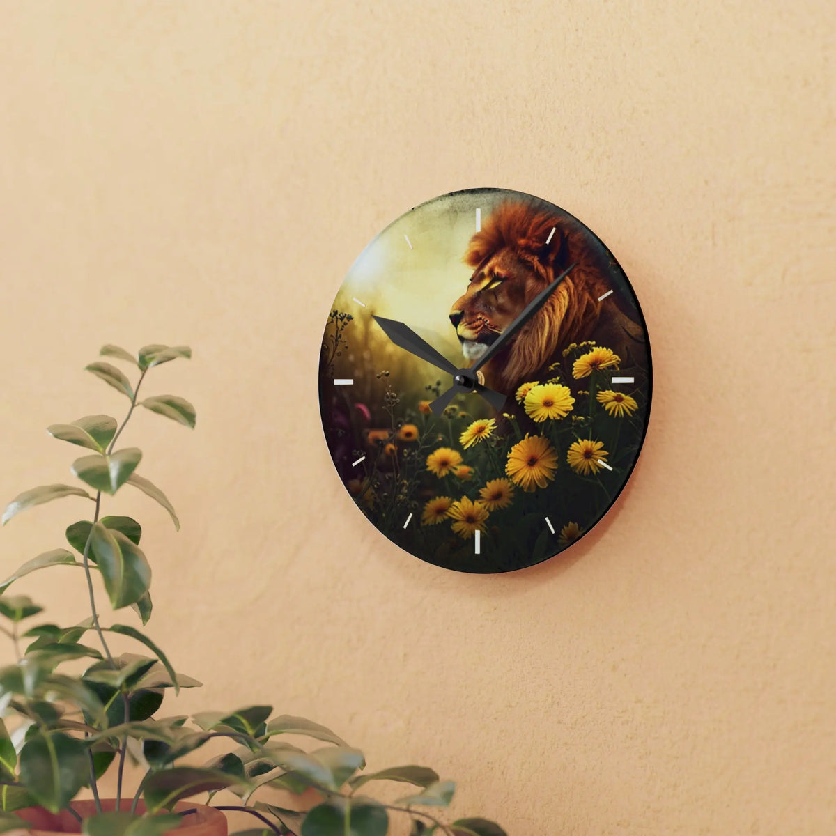 The Lion's Patio Acrylic Wall Clock - Graphic Jaw