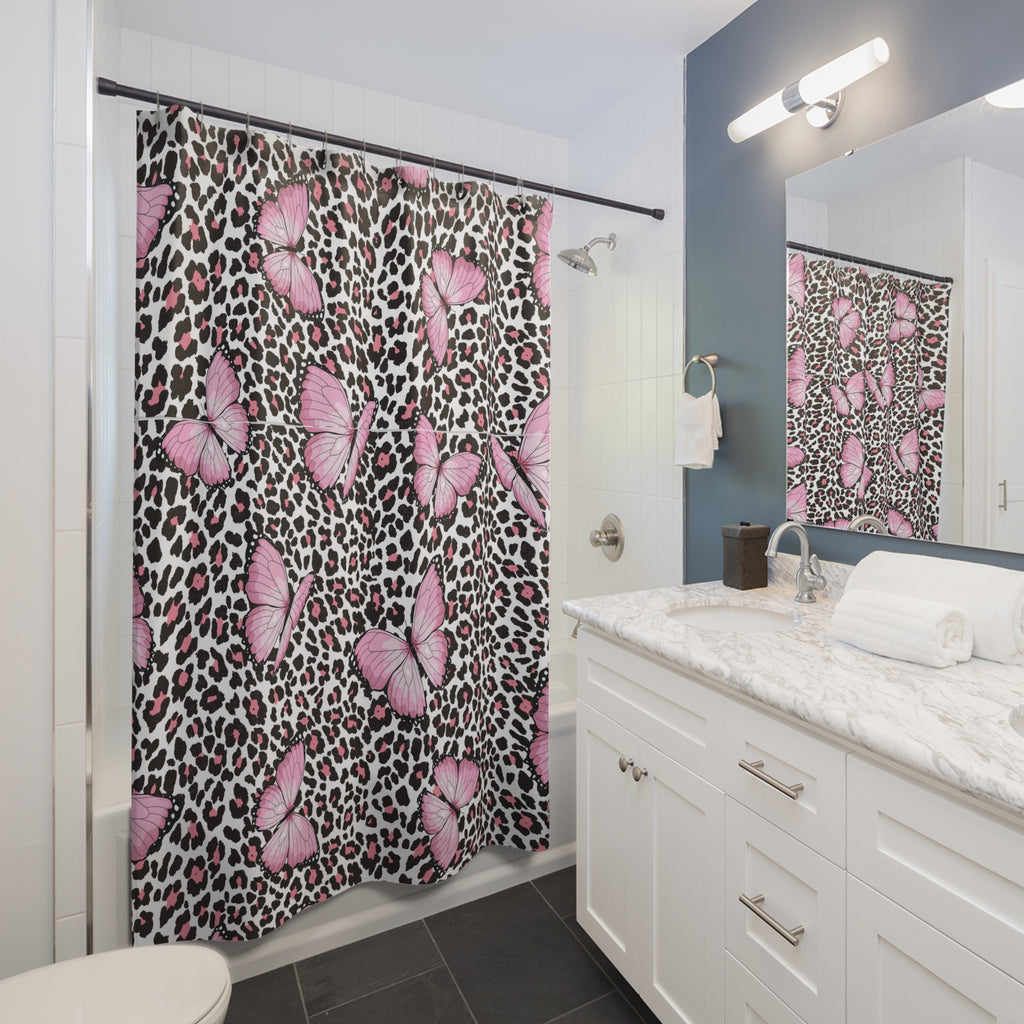 Butterfly and Leopard Print Shower Curtains