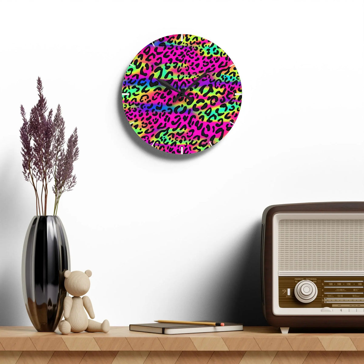 Motley Cheetah Acrylic Wall Clock - Graphic Jaw