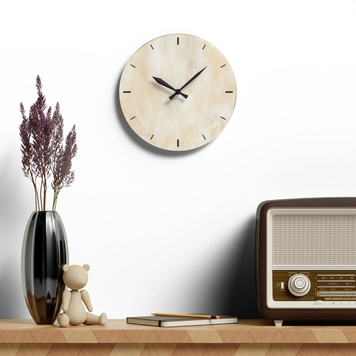White Marble Acrylic Wall Clock - Graphic Jaw