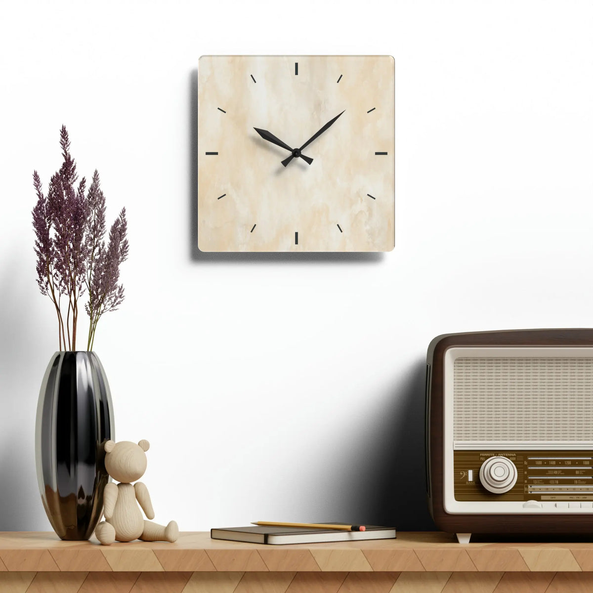 White Marble Acrylic Wall Clock - Graphic Jaw