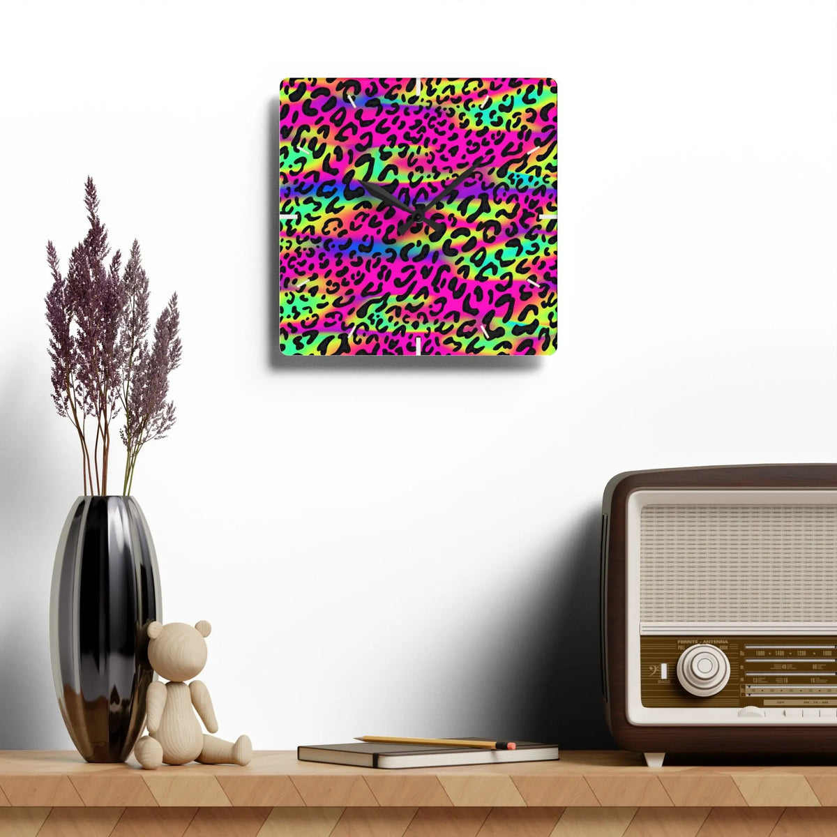 Motley Cheetah Acrylic Wall Clock - Graphic Jaw
