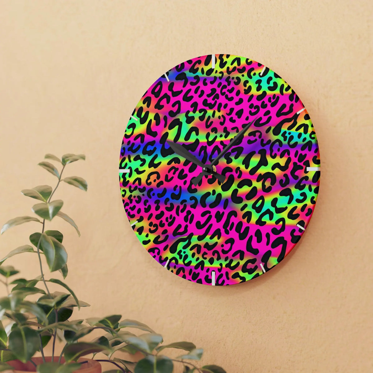 Motley Cheetah Acrylic Wall Clock - Graphic Jaw