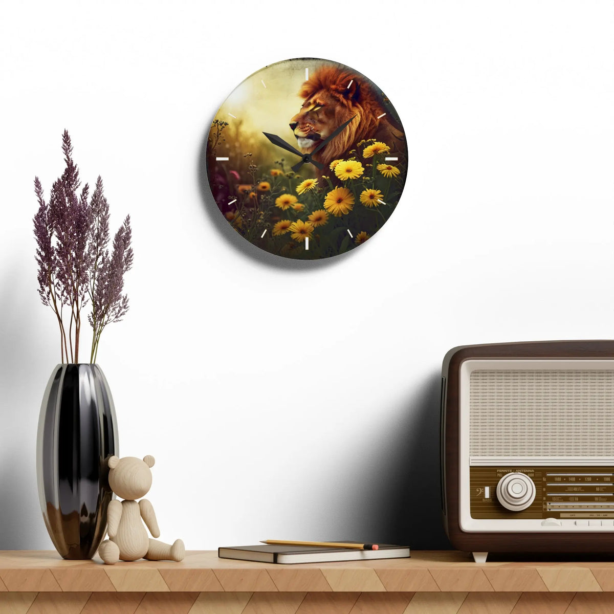 The Lion's Patio Acrylic Wall Clock - Graphic Jaw