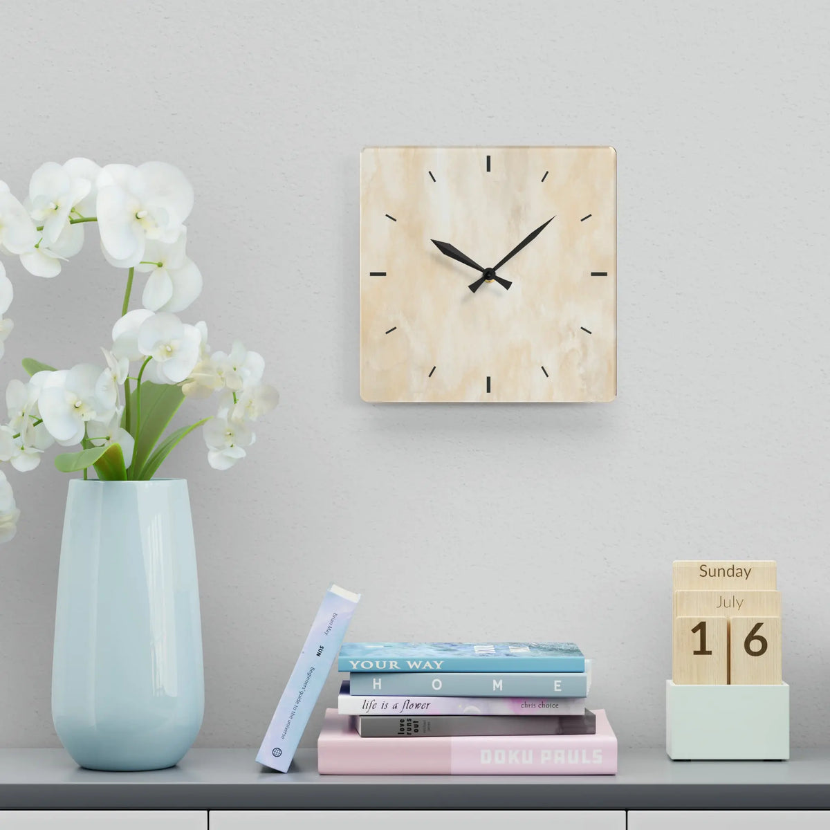 White Marble Acrylic Wall Clock - Graphic Jaw