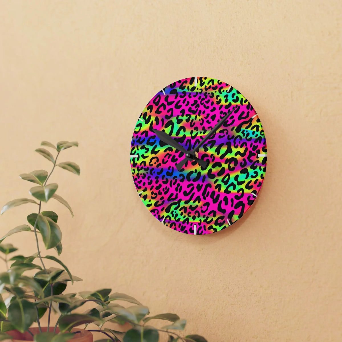 Motley Cheetah Acrylic Wall Clock - Graphic Jaw