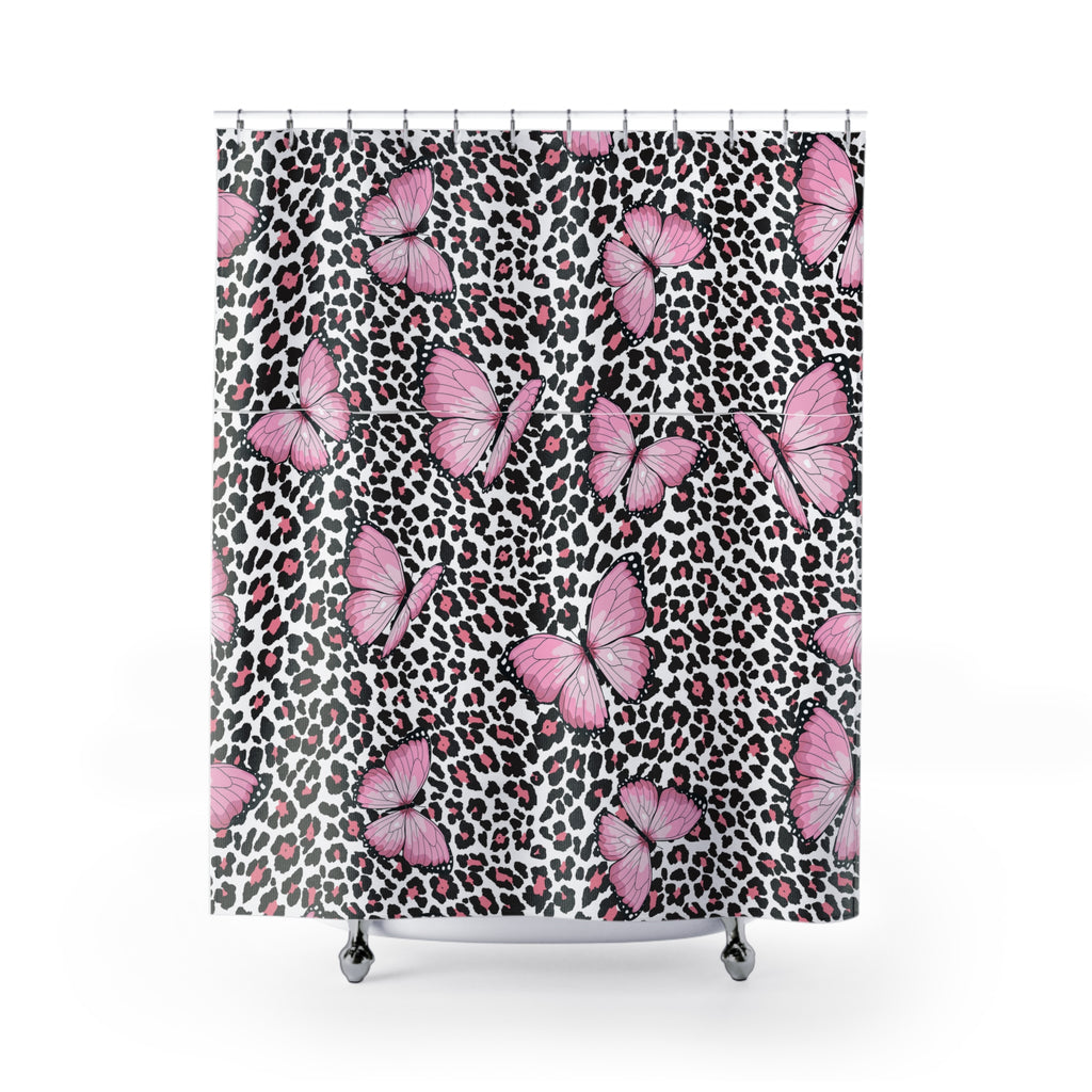 Butterfly and Leopard Print Shower Curtains 