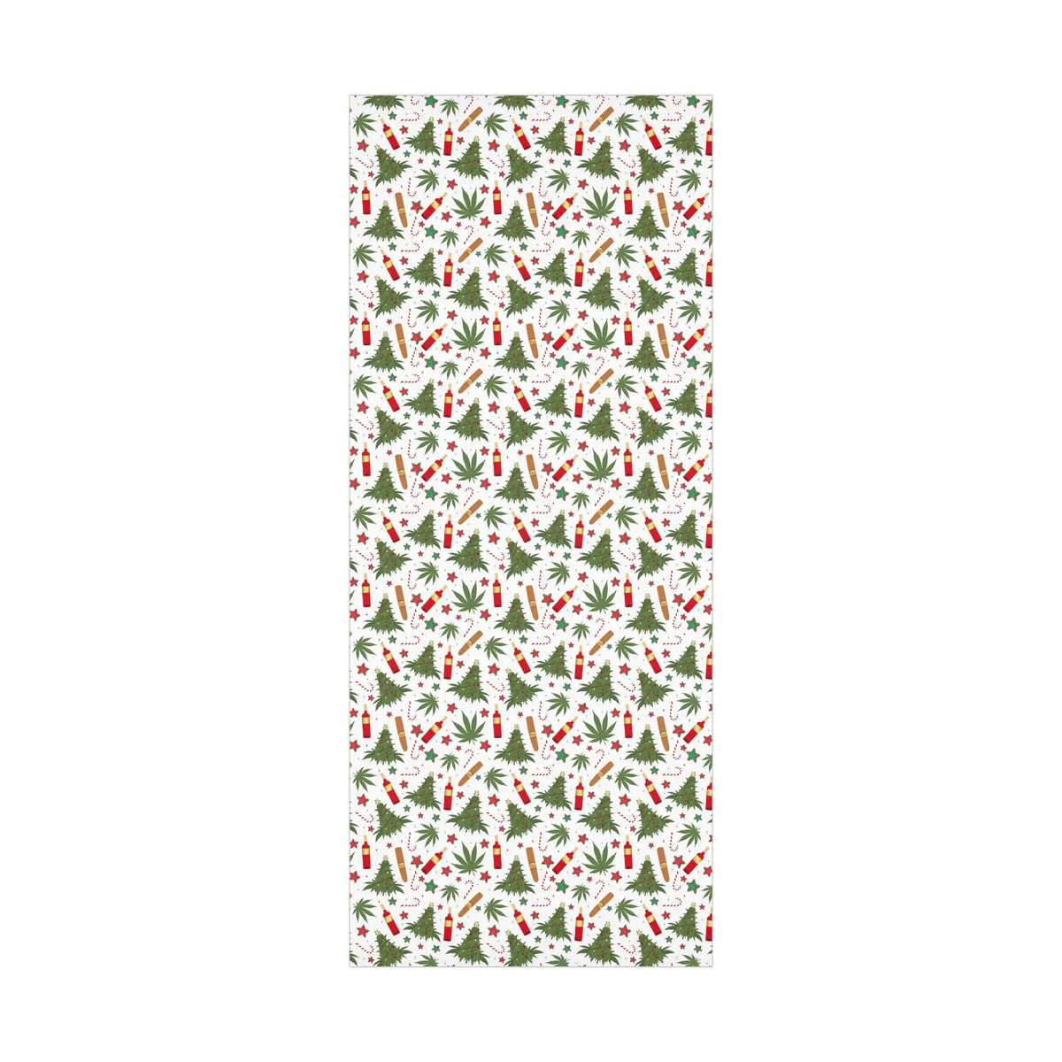 Cannabis, Christmas Trees, Wine & Candy Canes Gift Wrapping Paper 30x72