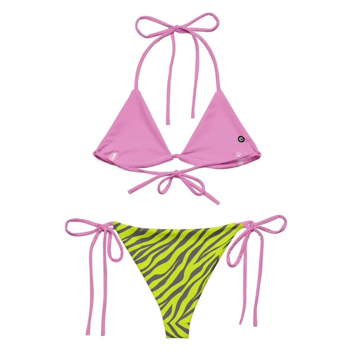 Chartreuse Rose Tiger Two-Piece String Bikini