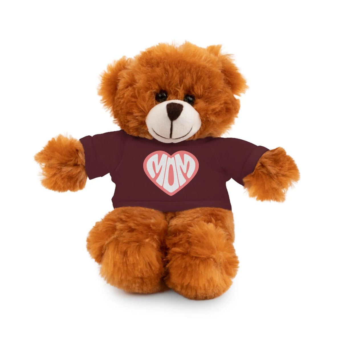 Cute Bear Plush Toy with Mom Tee - Perfect Gift for Mother's Day Bear With Burgundy T-shirt