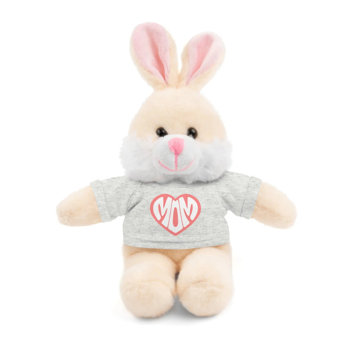 Cute Bunny Plush Toy with Mom Tee - Perfect Gift for Mother's Day Bunny With Grey T-shirt