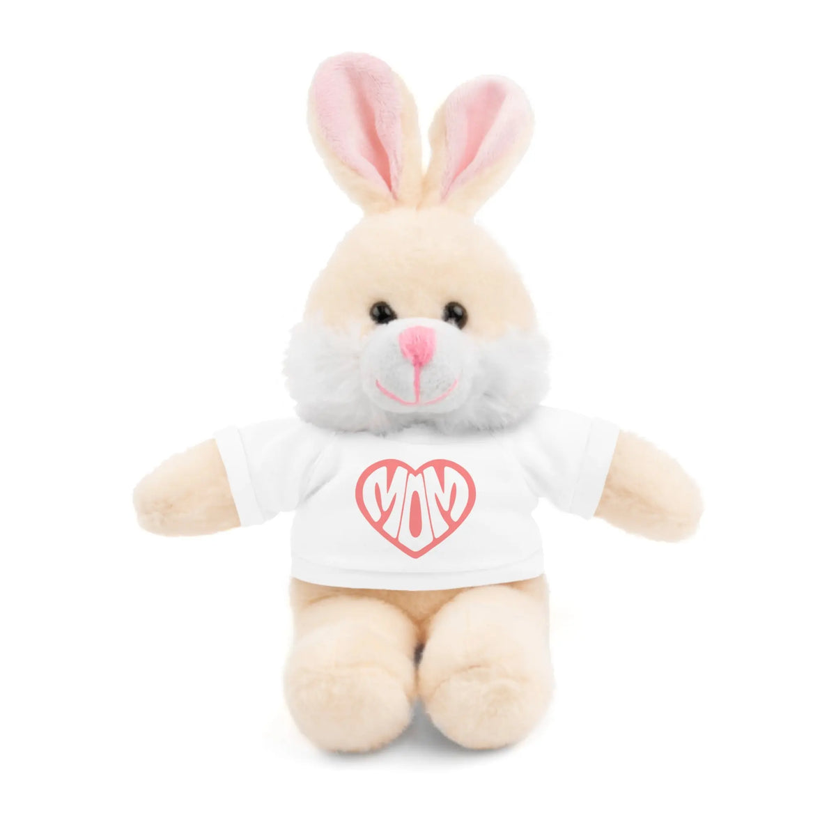 Cute Bunny Plush Toy with Mom Tee - Perfect Gift for Mother's Day Bunny With White T-shirt
