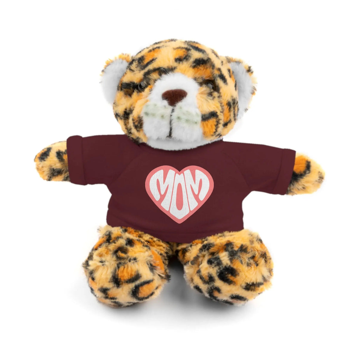 Cute Jaguar Plush Toy with Mom Tee - Perfect Gift for Mother's Day Jaguar With Burgundy T-shirt