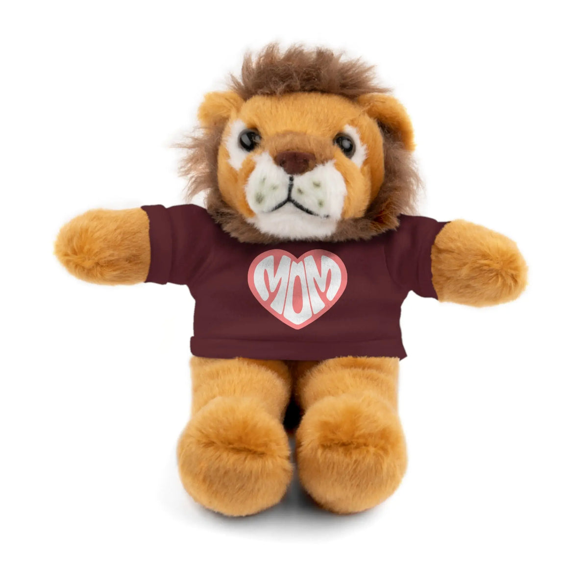 Cute Lion Plush Toy with Mom Tee - Perfect Gift for Mother's Day Lion With Burgundy T-shirt
