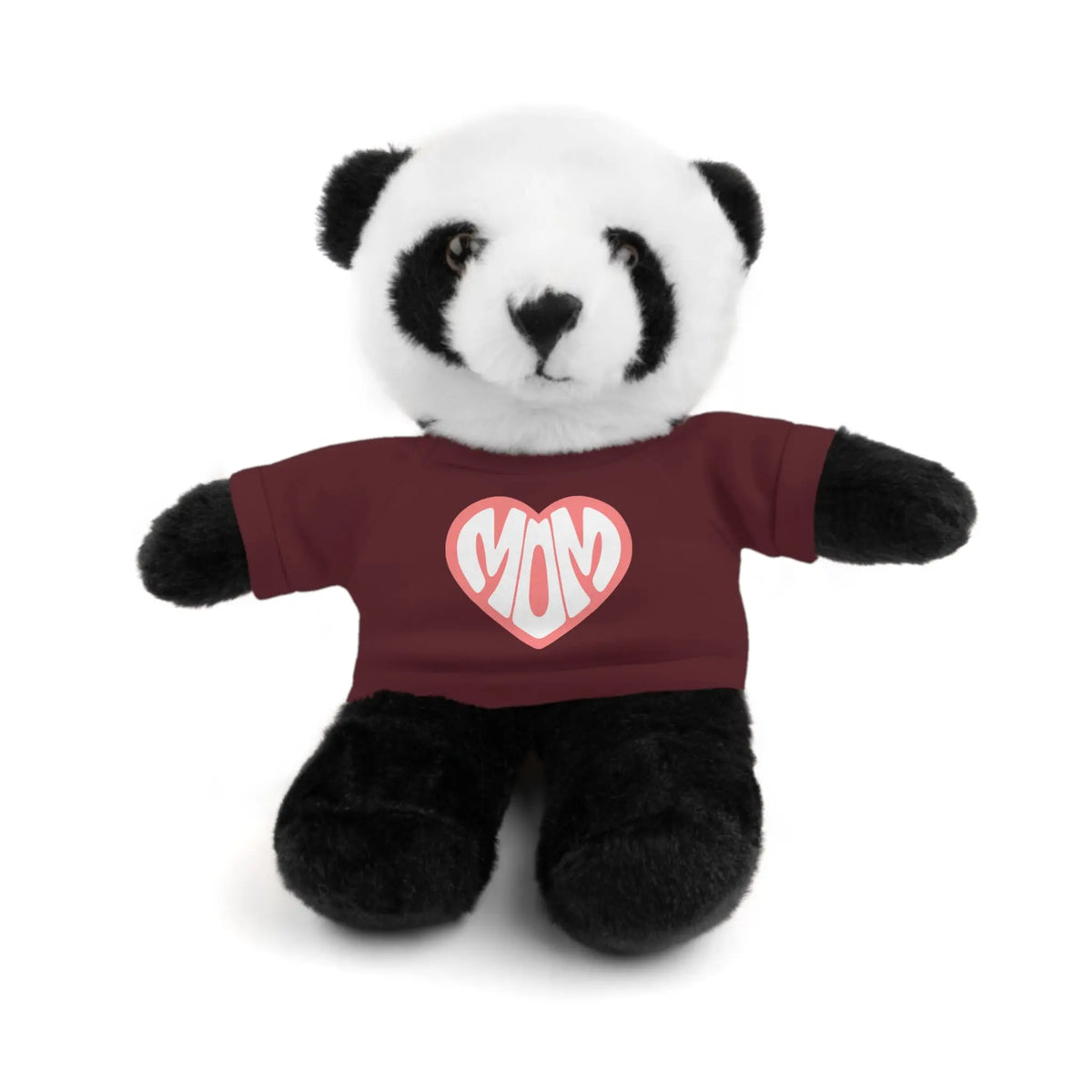 Cute Panda Plush Toy with Mom Tee - Perfect Gift for Mother's Day Panda With Burgundy T-shirt