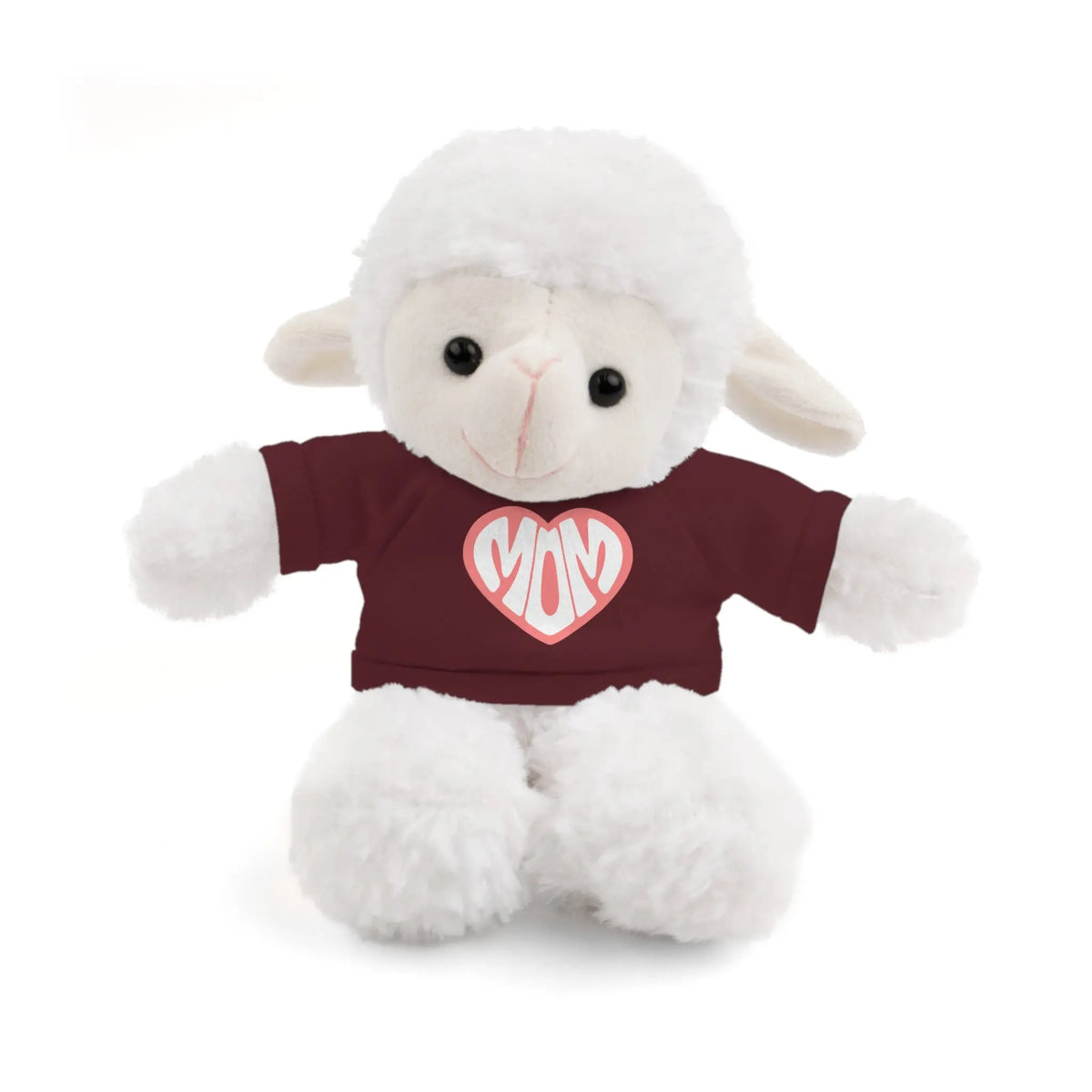Cute Sheep Plush Toy with Mom Tee - Perfect Gift for Mother's Day Sheep With Burgundy T-shirt