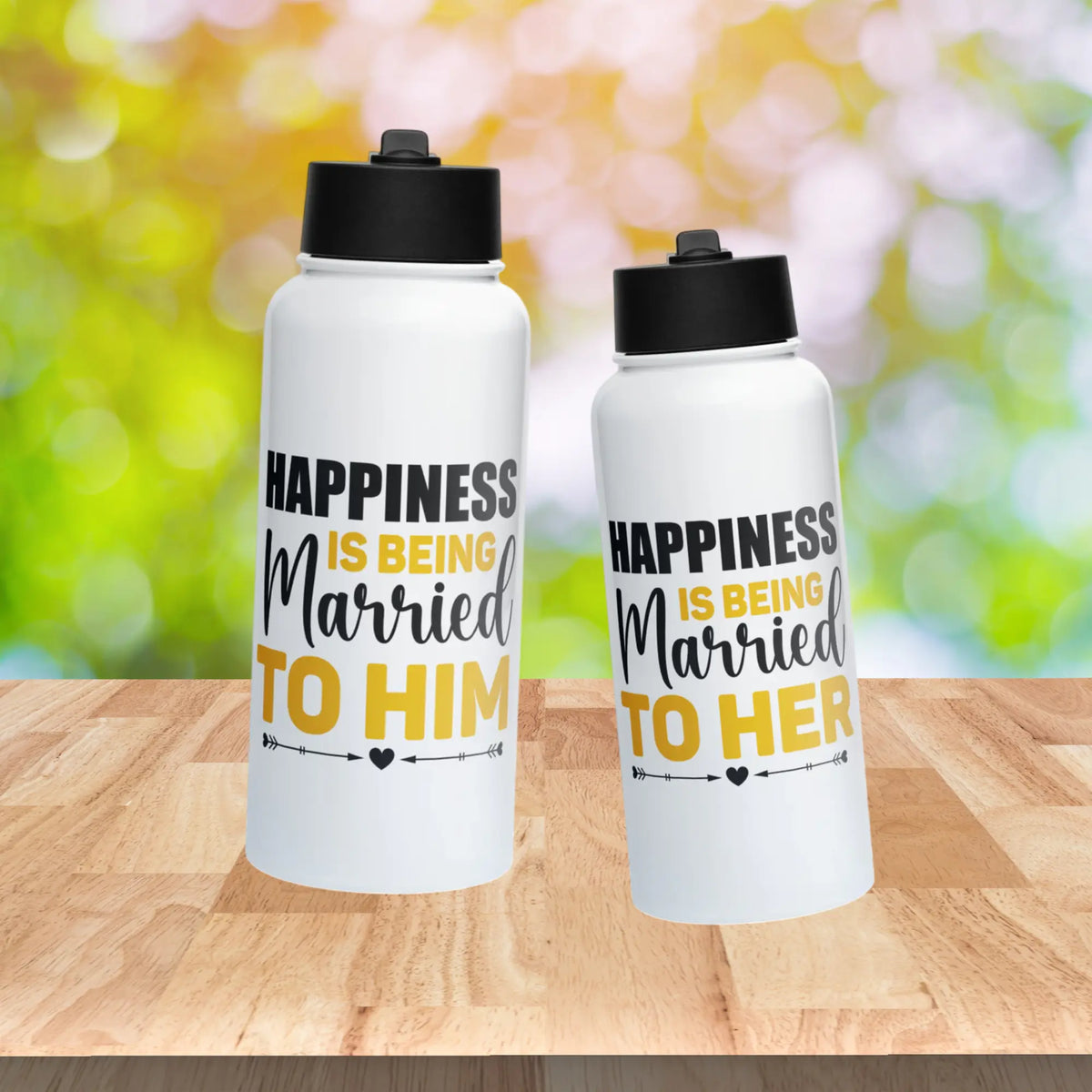 Happiness Is Being Married To Him And Her | Intimate Water Bottles