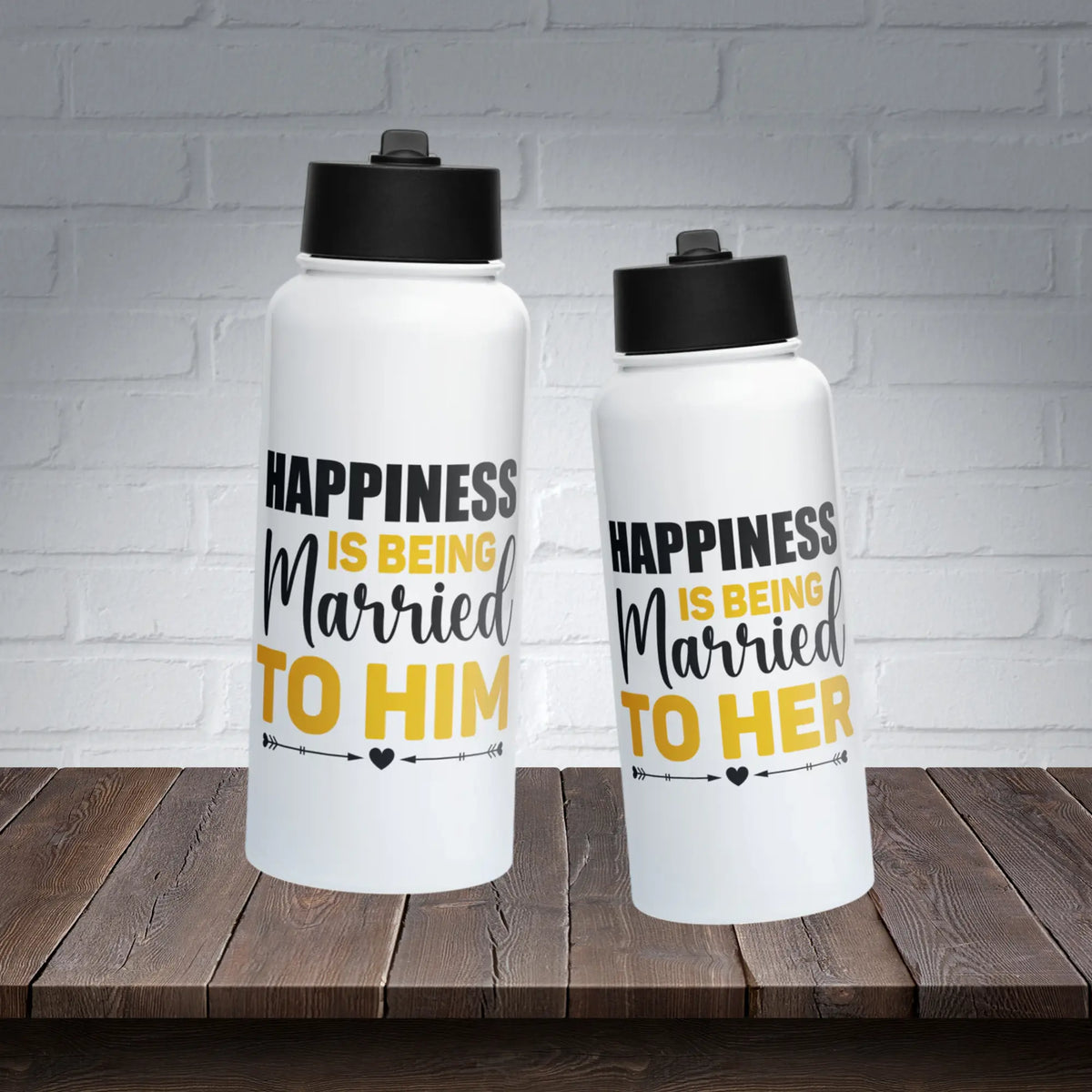 Happiness Is Being Married To Him And Her | Intimate Water Bottles