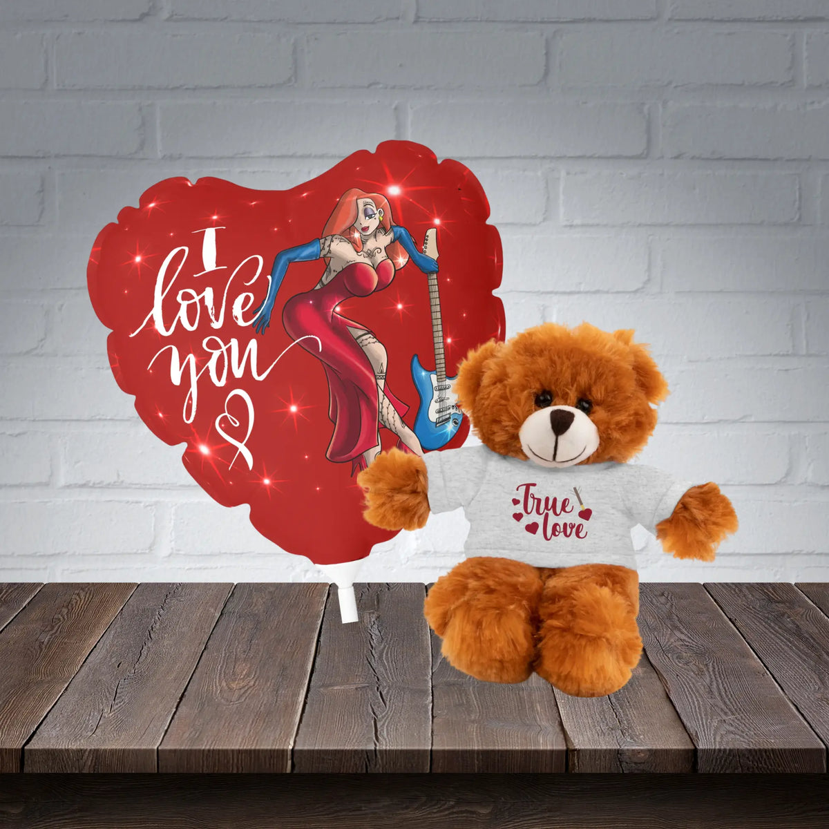 Jessica Rabbit Balloon & “True Love” Stuffed Animal Bundle