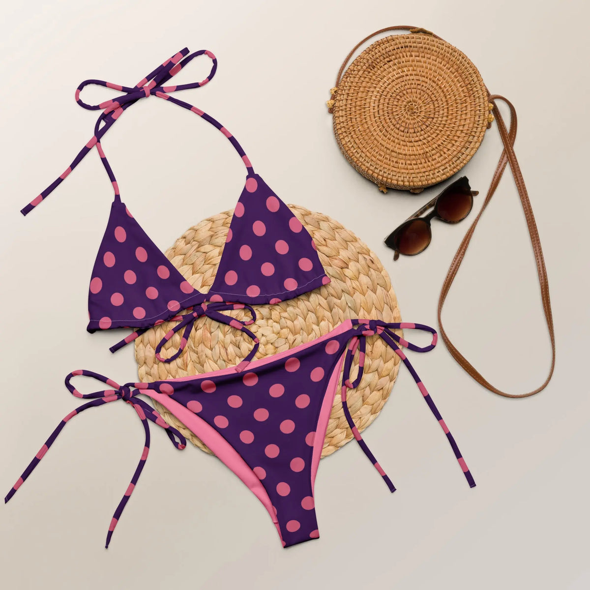Lila & Azalea Polka Dot String Bikini