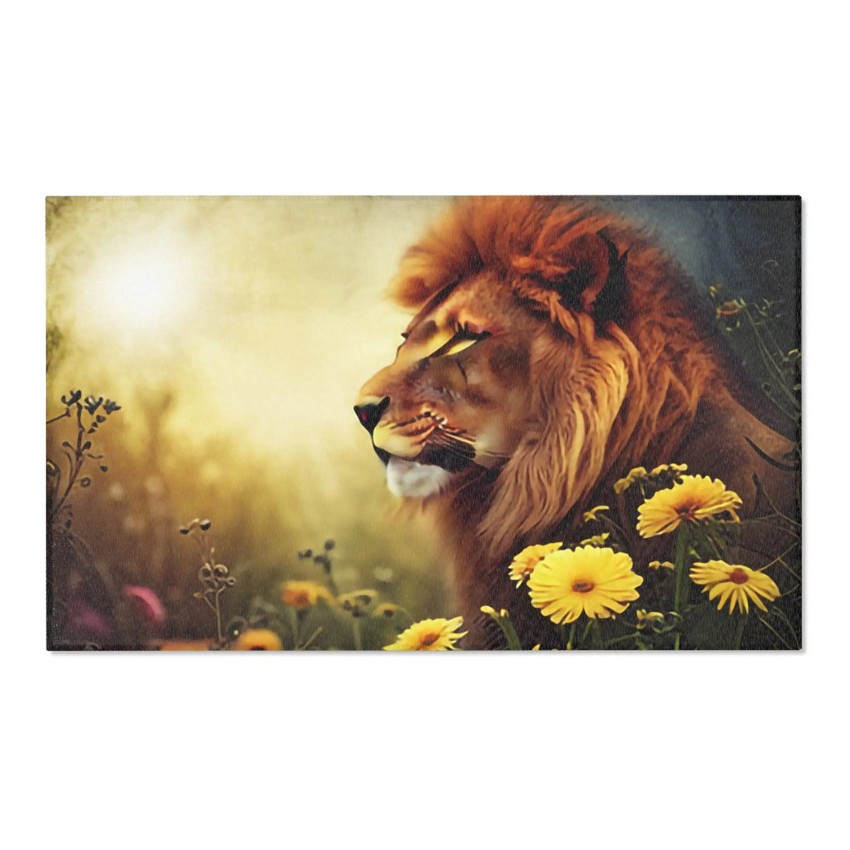 Lion and Floral Area Rug Size 36' x 24'; 60' x 36'; 72' x 48'