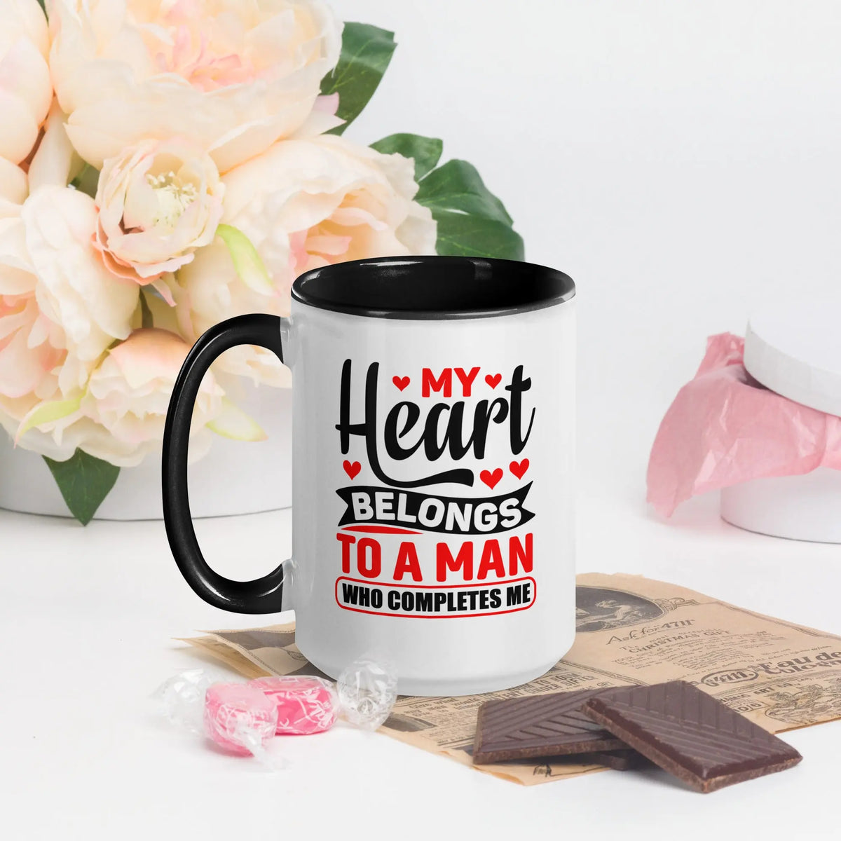 My Heart Belongs To A Man Who Completes Me | Intimates Glossy Mug 15 oz