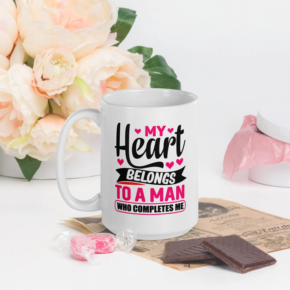 My Heart Belongs To A Man Who Completes Me | Intimates Glossy Mug 15 oz