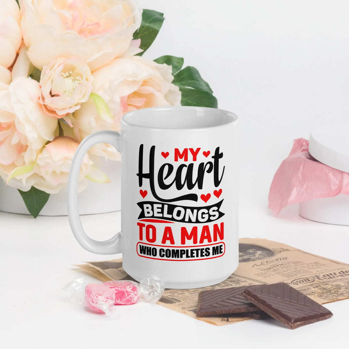 My Heart Belongs To A Man Who Completes Me | Intimates Glossy Mug 15 oz