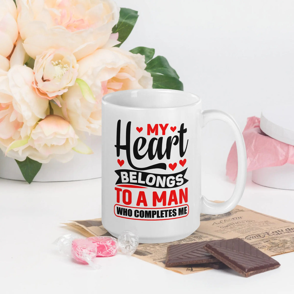My Heart Belongs To A Man Who Completes Me | Intimates Glossy Mug 15 oz