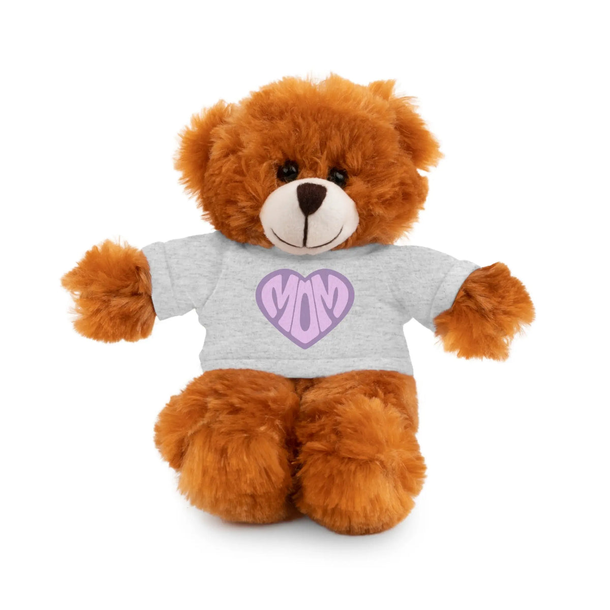 Personalized Mom Bear Stuffed Animal | Adorable Gift for Mother's Day Bear Wearing a Grey T-shirt