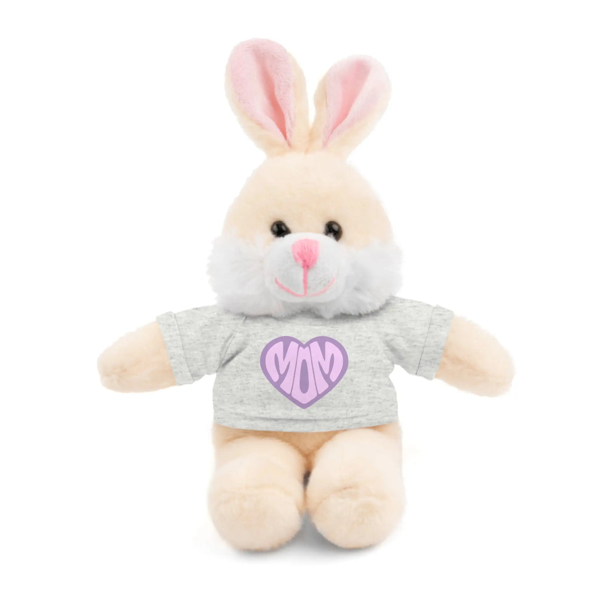 Personalized Mom Bunny Stuffed Animal | Adorable Gift for Mother's Day Bunny Wearing a Grey T-shirt