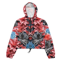 Zebra Floral Print Cropped Windbreaker Jacket | Graphic Jaw