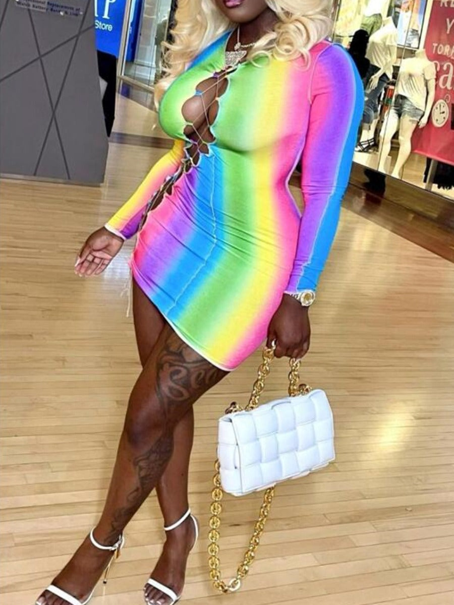 Rainbow Everywhere Bodycon Dress