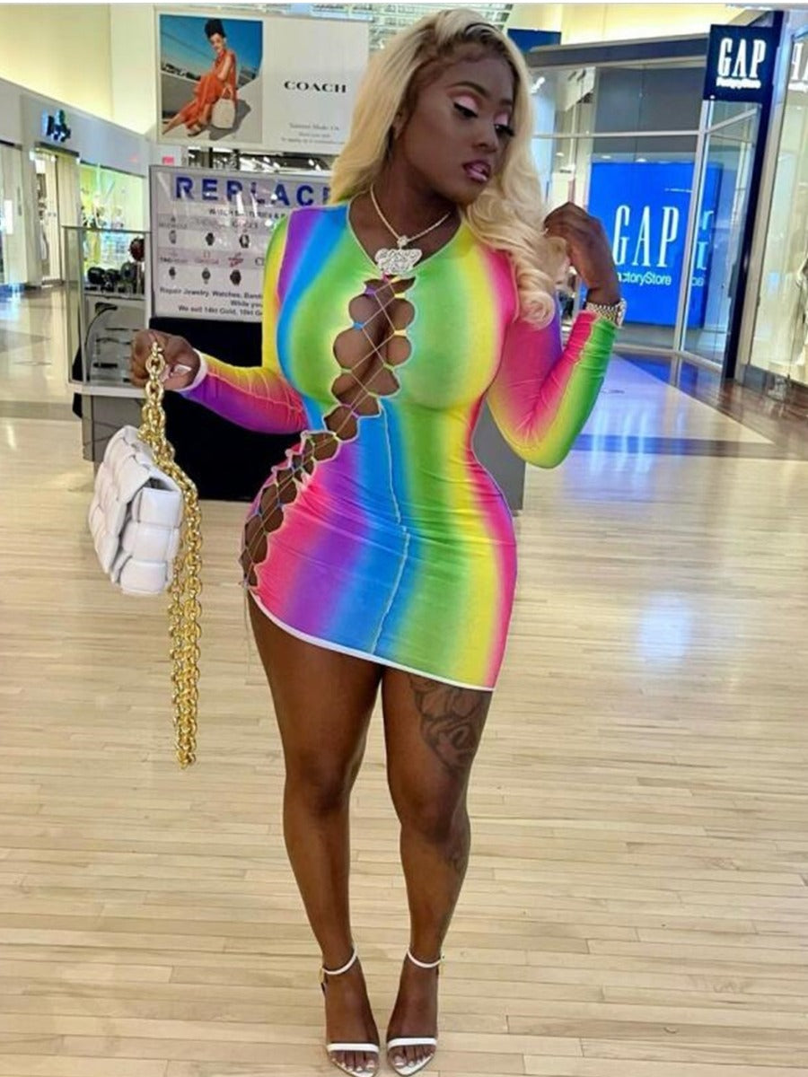 Rainbow Everywhere Bodycon Dress