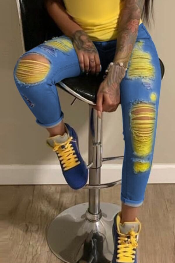 Yellow Rip Jeans