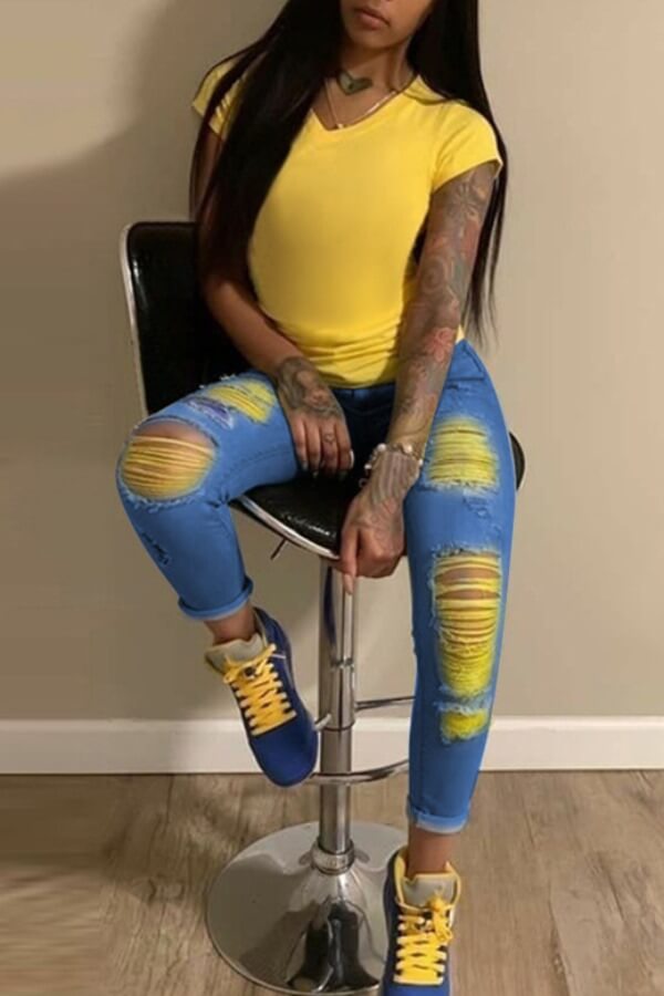 Yellow Rip Jeans