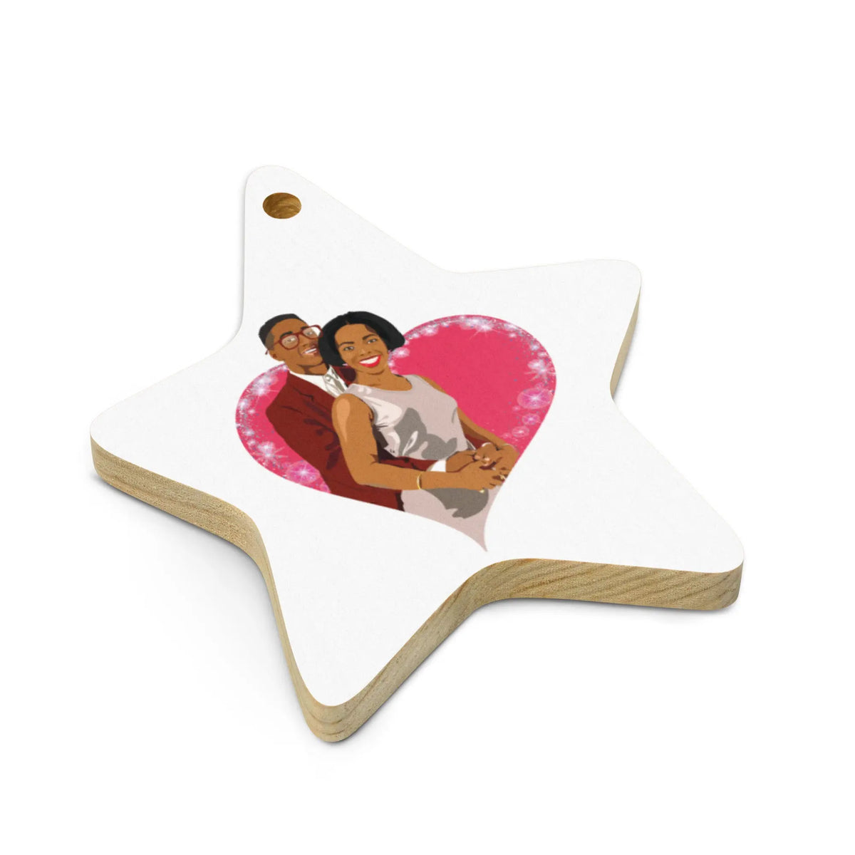 Family Matters Steve Urkel and Laura Winslow Christmas Wood Star Ornament