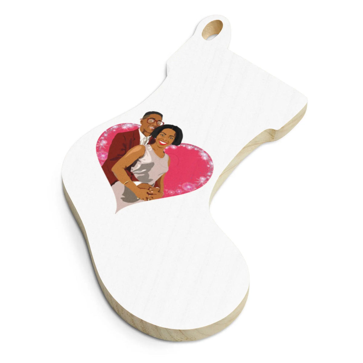 Family Matters Steve Urkel and Laura Winslow Christmas Wood Stocking Ornament