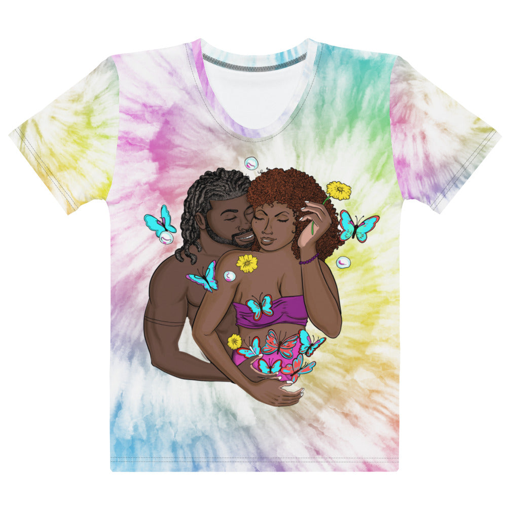 African American Butterfly Love Tie Dye T-shirt - Black Love Expressionism