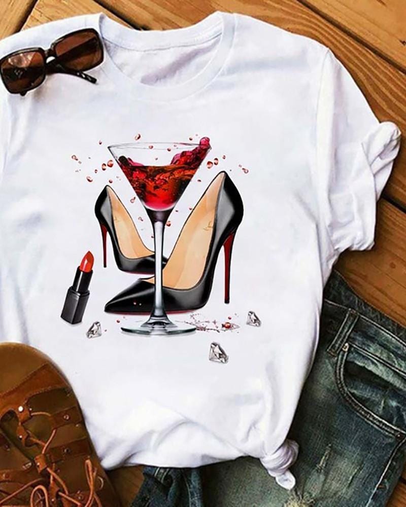 Heels & Wine Spills 💄 T-shirt.