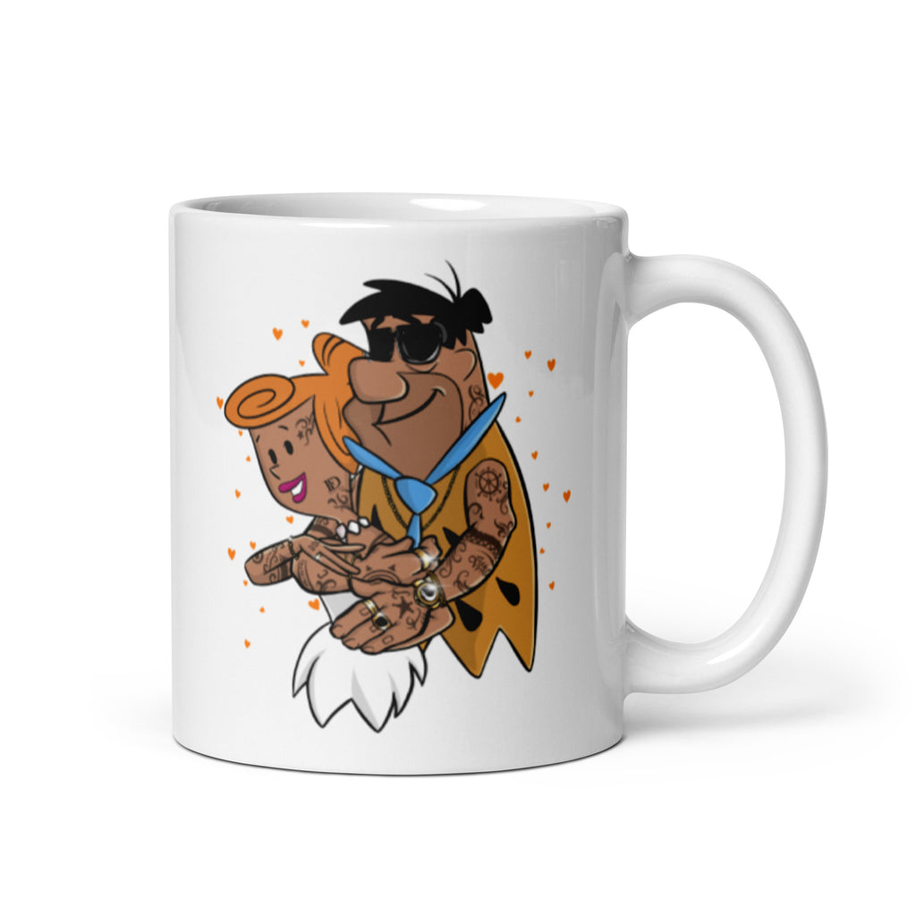 Fred and Wilma Flintstones Coffee Mug - Snazzy and Tattooed Fred and Wilma 