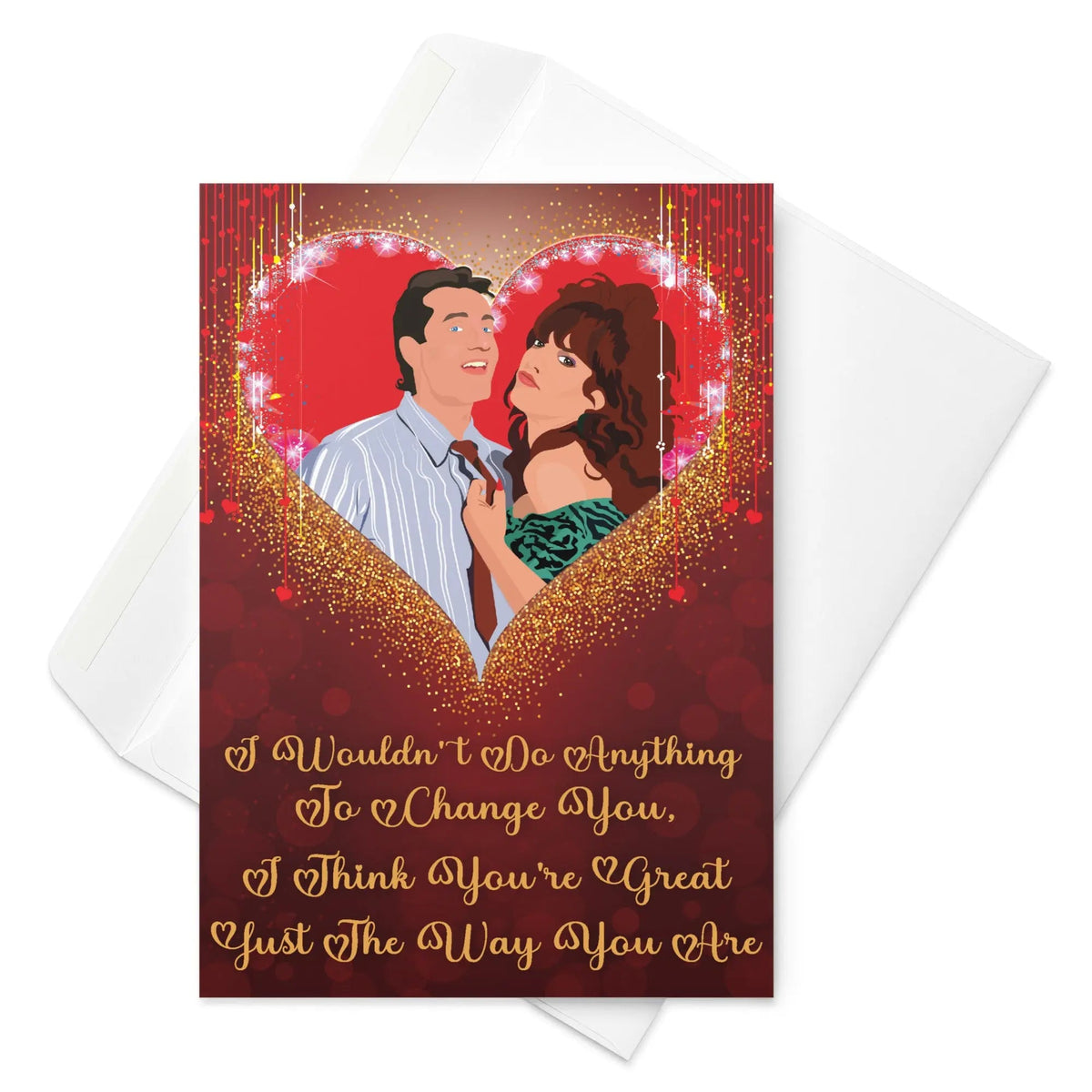 Funny Valentine’s Day card featuring Al and Peggy Bundy in a love-themed design