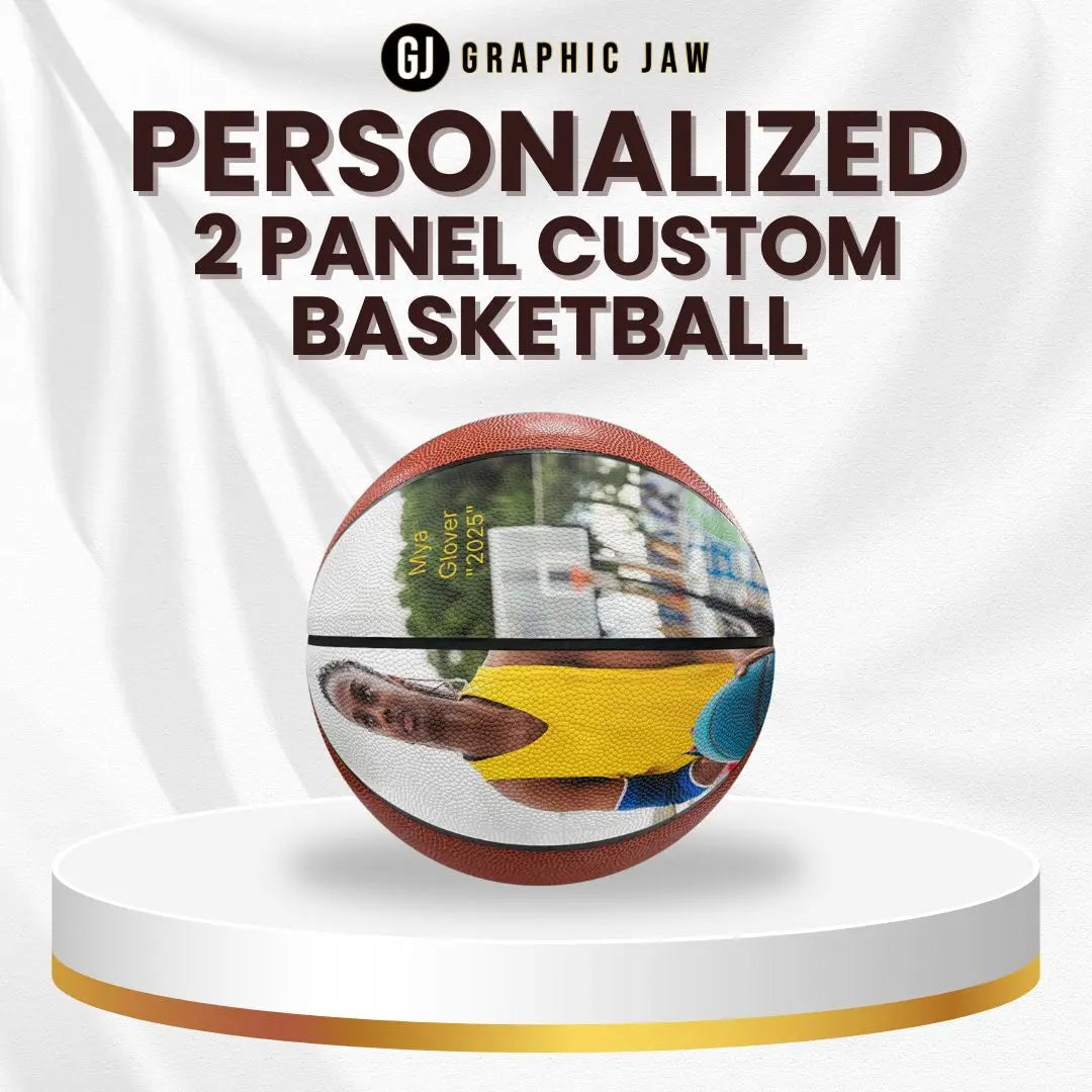 Personalized 2 Panel Custom Basketball – Add Photo, Name & Year | Sports Gift Keepsake