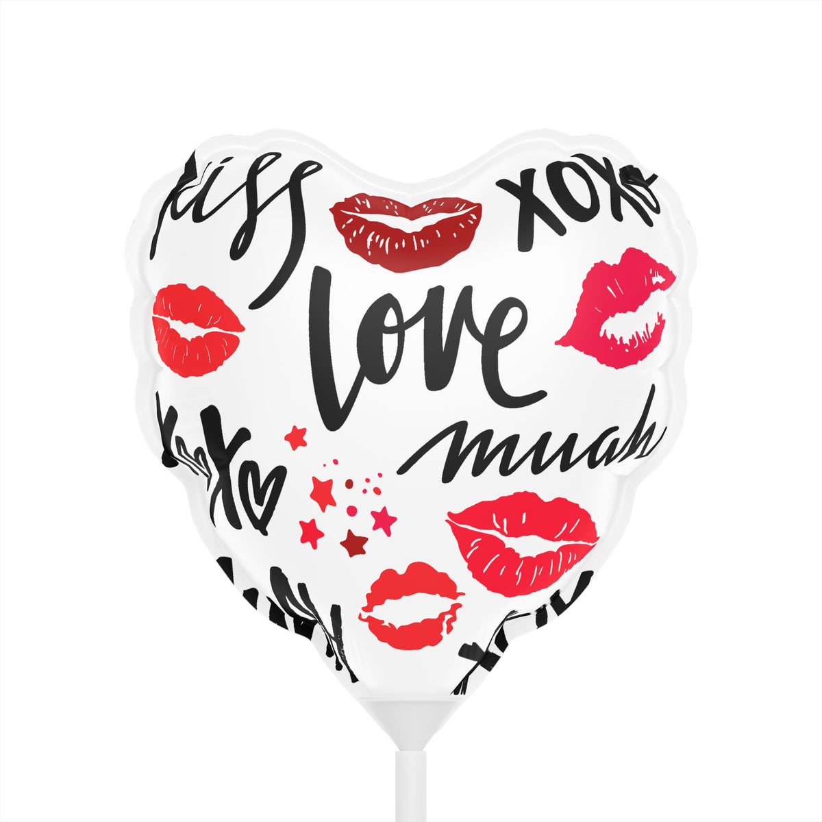 Kiss, Love, Muah Balloon (Round and Heart-shaped), 6"