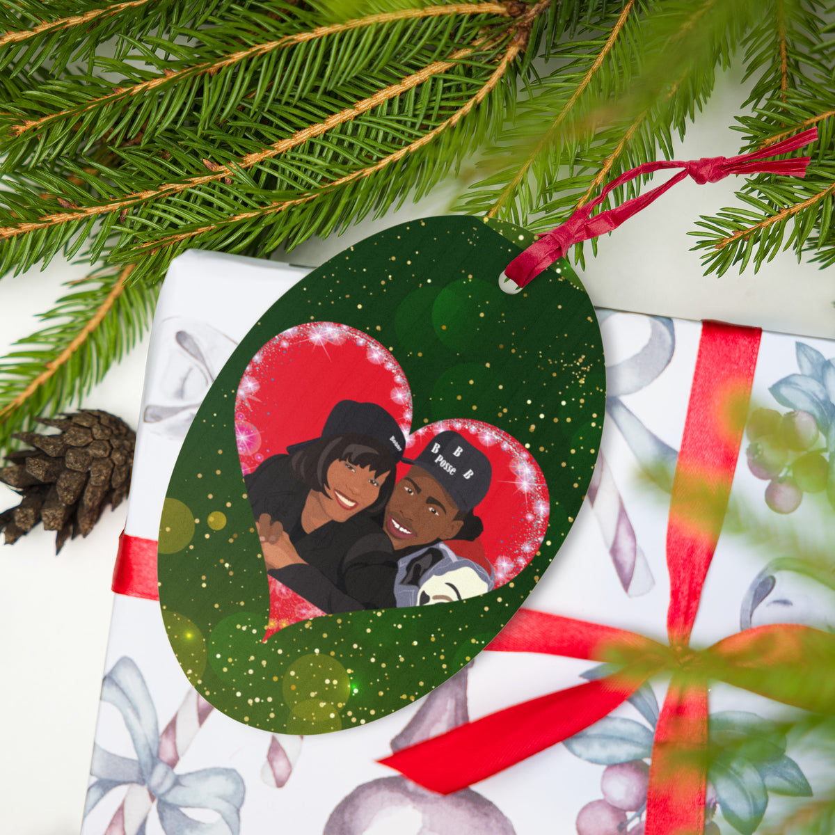 Bobby Brown and Whitney Houston Christmas Ornaments