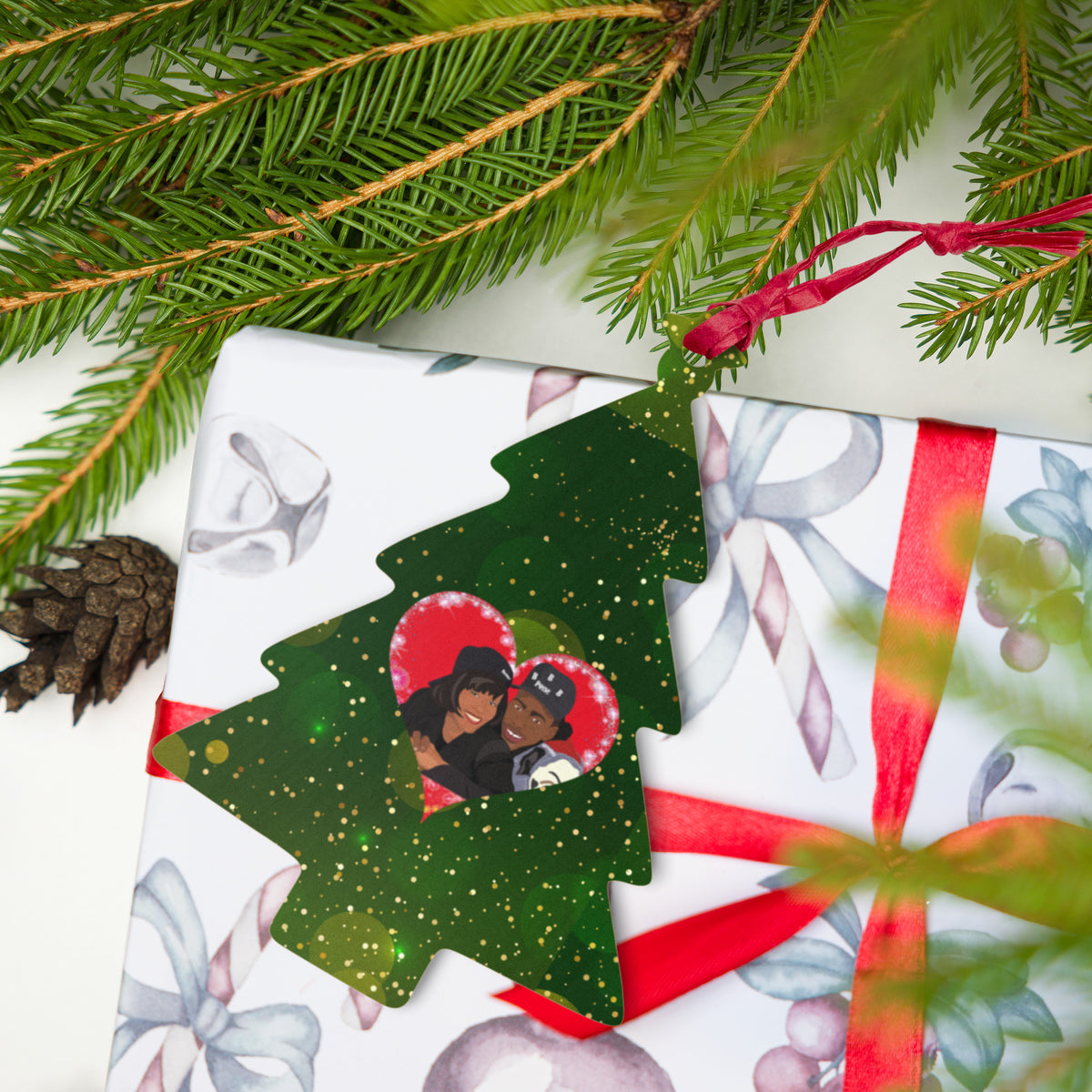 Bobby Brown and Whitney Houston Christmas Ornaments