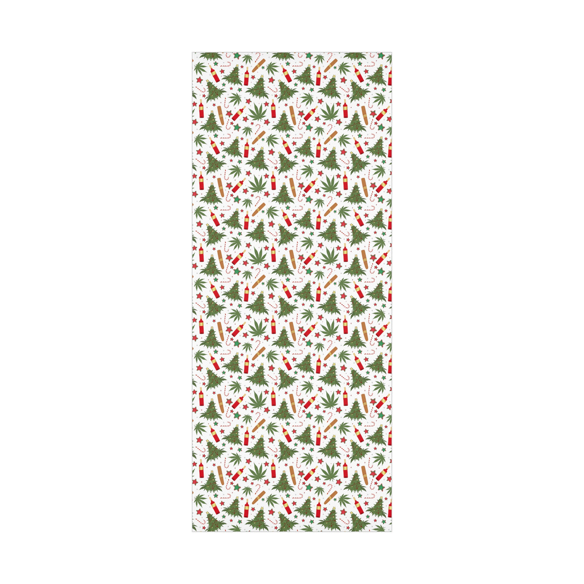 Cannabis, Christmas Trees, Wine & Candy Canes Gift Wrapping Paper 30x72