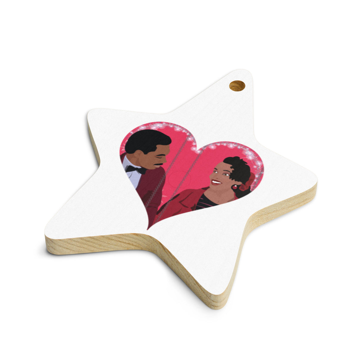 Coming to America Prince Akeem & Lisa Mcdowell Wood Star Ornament