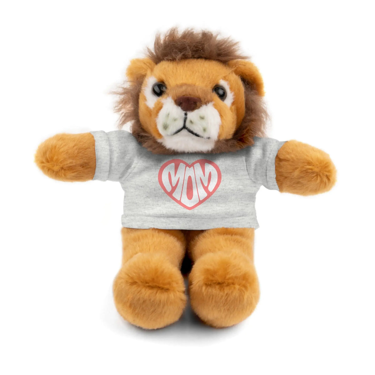 Cute Lion Plush Toy with Mom Tee - Perfect Gift for Mother's Day Lion With Grey T-shirt