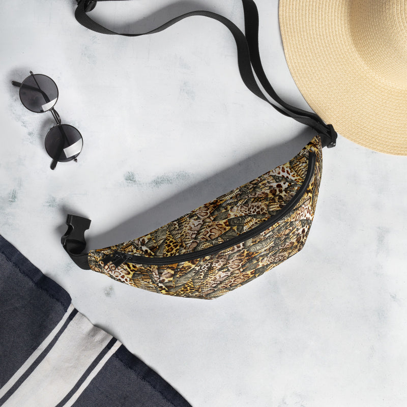 Majestic Animal Complex print fanny pack worn as a bold statement belt bag